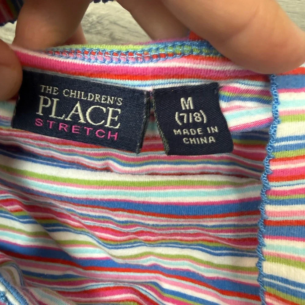 Y2K Childrens Place Girls Striped Camisole Top 7/8 Cross‑Back Multicolor